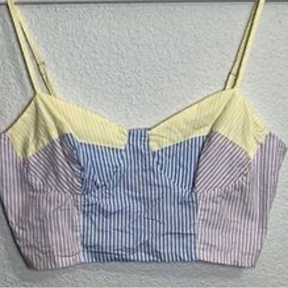 GB girls Tops - GB Girls Yellow Cream Sleeveless Camisole Crop Top